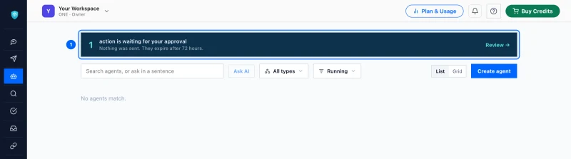 Step 1: See the count on Cipher Agents. Open Cipher Agents from the left menu. A bar at the top says how many actions are waiting; click Review to open them.