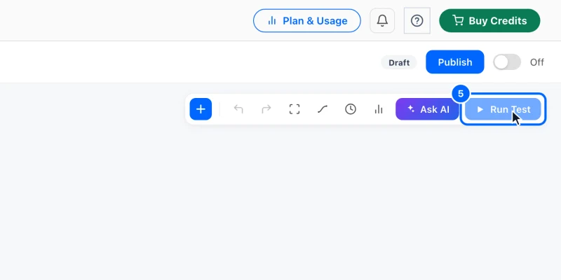 Step 5: Run a test. Click Run Test. The flow runs once on a sample record and each node shows what it did, so you can see a wrong branch before anything real goes through it.