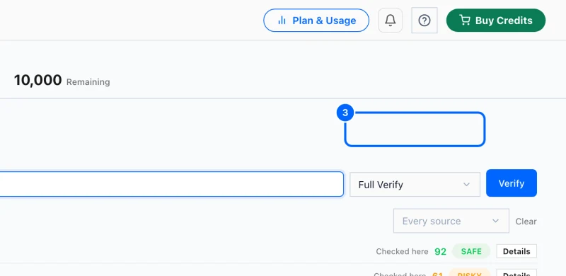 Step 3: Keep Full Verify selected. Leave Full Verify selected in the box next to the address.