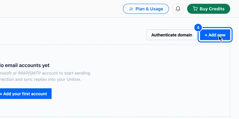 Step 4: Start a new connection. Click + Add new in the top right.