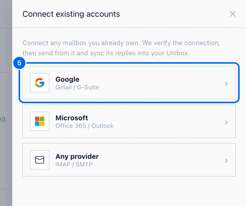 Step 5: Choose Google. Click Google.