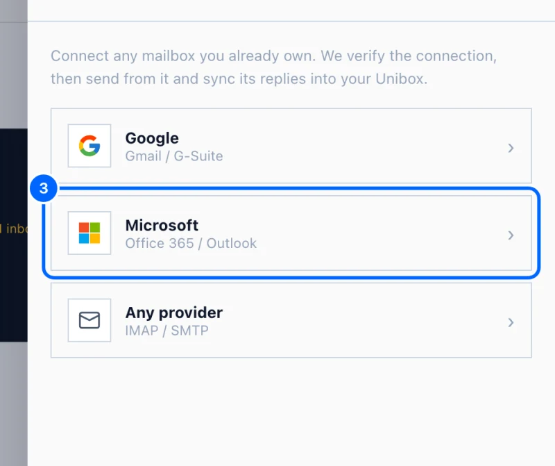 Step 3: Choose Microsoft. Click Microsoft.