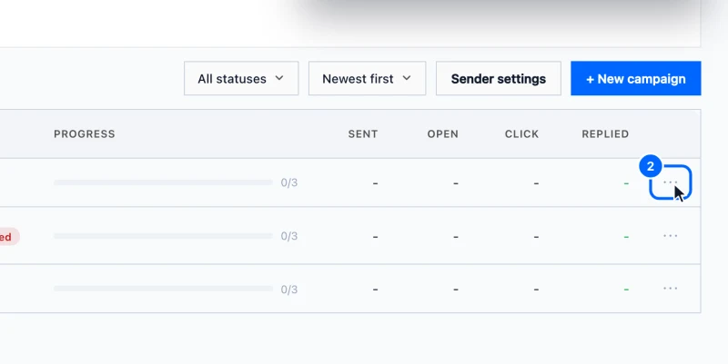 Step 2: Open the campaign's menu. Find the campaign in the list.