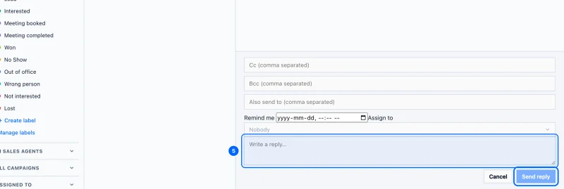 Step 5: Reply. Click Reply at the bottom. Your answer goes from the mailbox the reply came to, in the same thread.