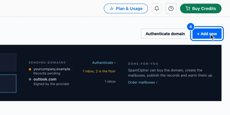 Step 4: Start a new connection. Click + Add new in the top right.