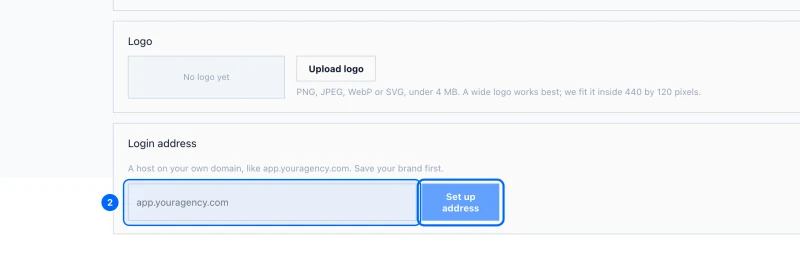 Step 2: Type the address and set it up. Type the full address you want, such as app.youragency.com. Leave out https:// and anything after the name.